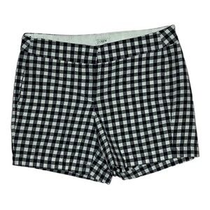 J. Crew Factory  Chino Shorts Navy Blue White Gingham‎ Flat Front Women’s Size 2